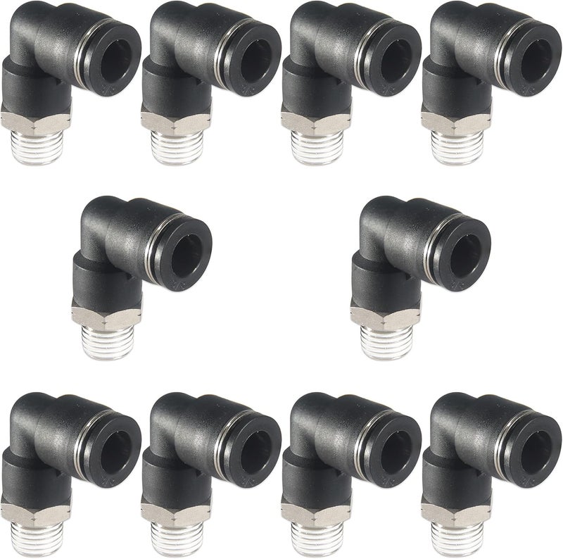 MSAEIQUN 3/8 Air hose fittings, Air fittings Male Elbow 3/8 Inch Tube OD x 1/4 NPT Thread Push to Connect Fitting, PL-3/8-N2 (Pack of 10) (3/8-1/4) - Image 1